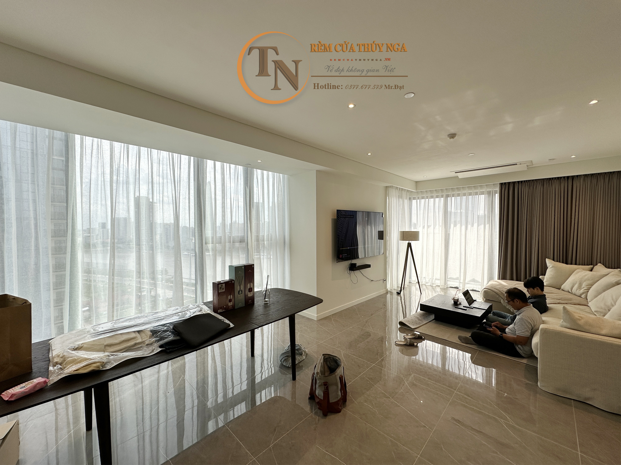 Rèm vải cao cấp blackout 100%, lắp đặt cho căn hộ hạng sang tại chung cư opera Thủ Thiêm